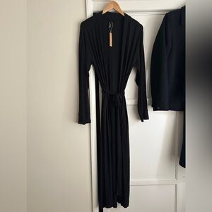 SKIMS Long Black Wrap Robe with Belt
